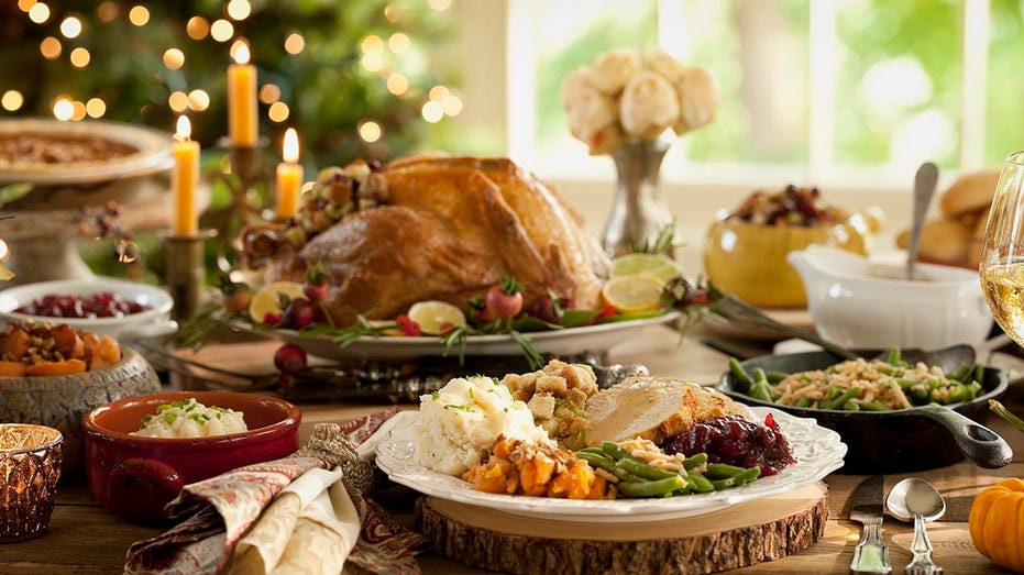 Thanksgiving feast on a table