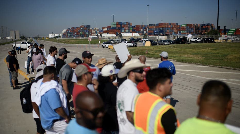 Port workers on strike