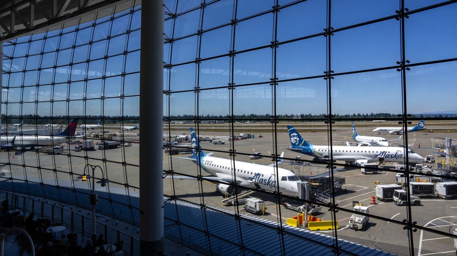 Alaska Airlines plane on SeaTac tarmac